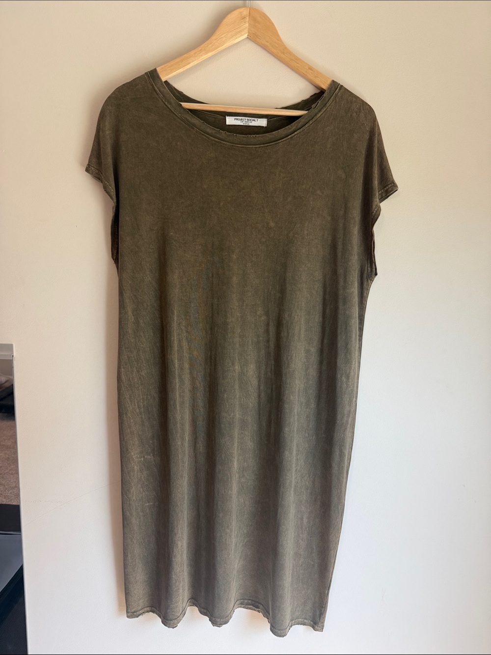 Project Social T Vintage Olive T-Shirt Dress Medium
